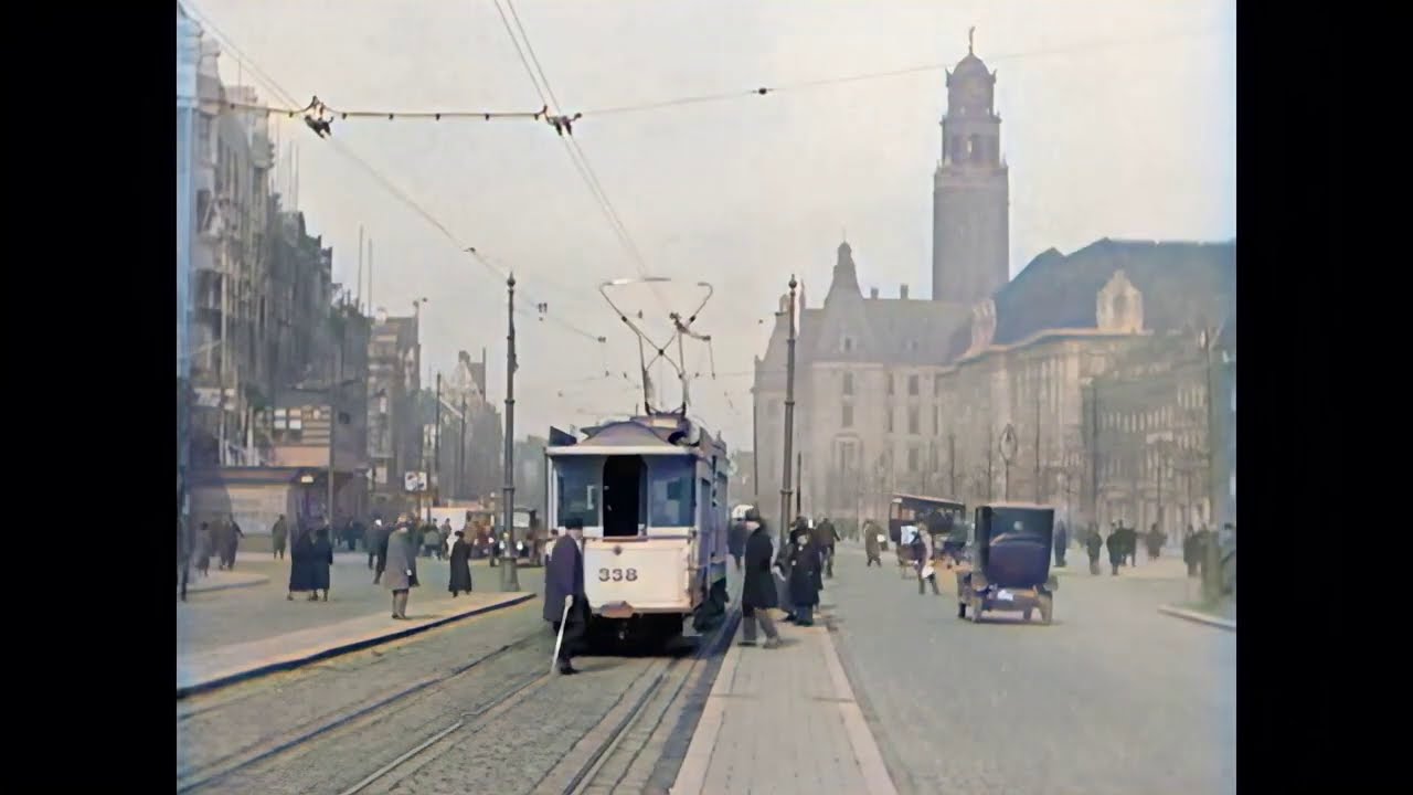 Paardentrams en Trams in Rotterdam in 1925 in kleur! Horse Trams in Rotterdam in color!