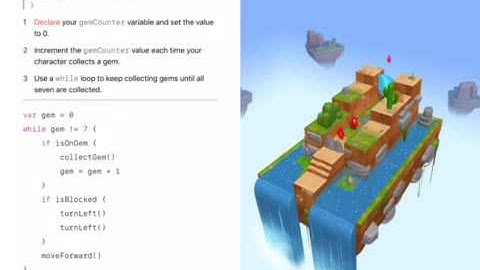 Swift Playgrounds: Seeking Seven Gems: Code Solution and Run