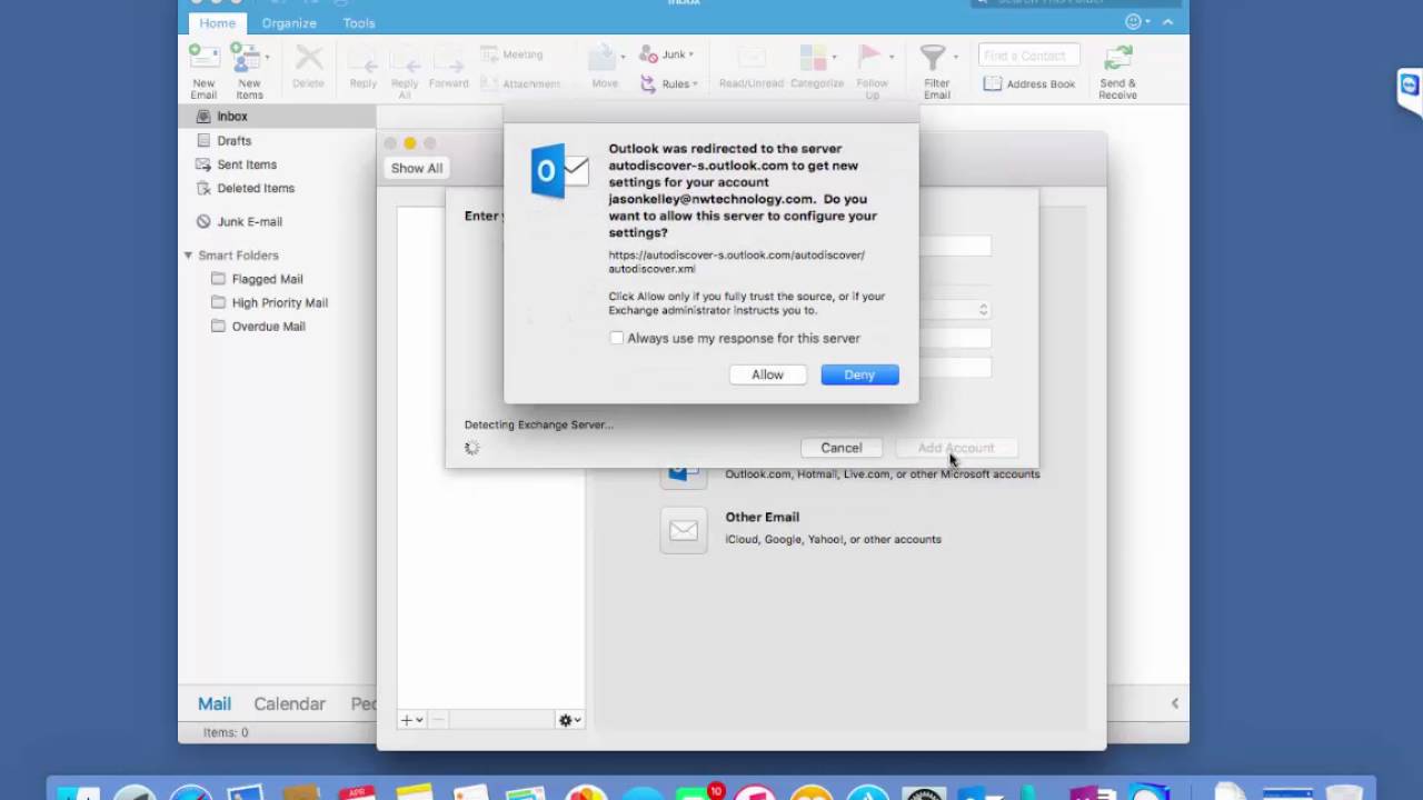 add outlook account to mac