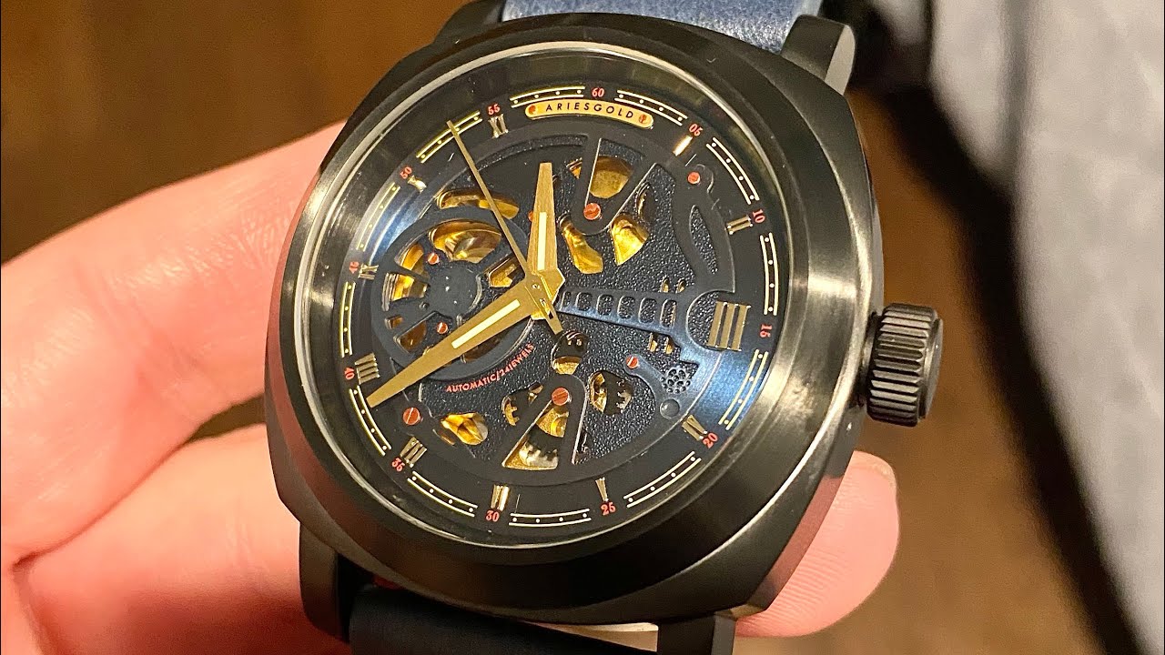 ARIES GOLD Vanguard Skeleton Automatic Watch Review - NH70 Seiko - YouTube