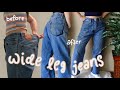 How to alter oversized jeans into wide leg jeans || thrift flip