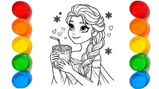 Disney Frozen Elsa Coloring Page | How to Draw Elsa from Disney Frozen