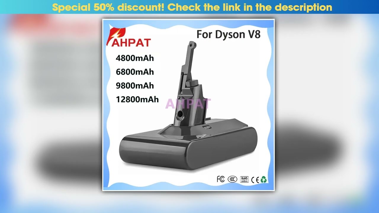 AHPAT Powtree 12800mAh 216V For Dyson V8 Battery Absolute V8 Animal Liion SV10 Vacuum Cleaner
