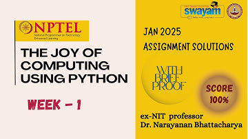 JOY OF COMPUTING USING PYTHON  Week 1 Solution Answers 2025 (January) #nptel #swayam #iit