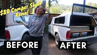 $80 camper shell renovation DIY truck camper for cheap!
