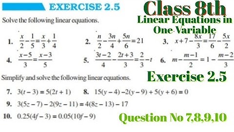 Linear Equation In One Variable | RBSE CBSE NCERT  Ex.2.5 (Q.7,8,9,10) | NCERT Maths Class 8 |