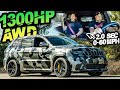 1300HP Jeep TrackHawk 0-60MPH in 2.0 Seconds! ("CamoHawk" BRUTAL AWD Launch )