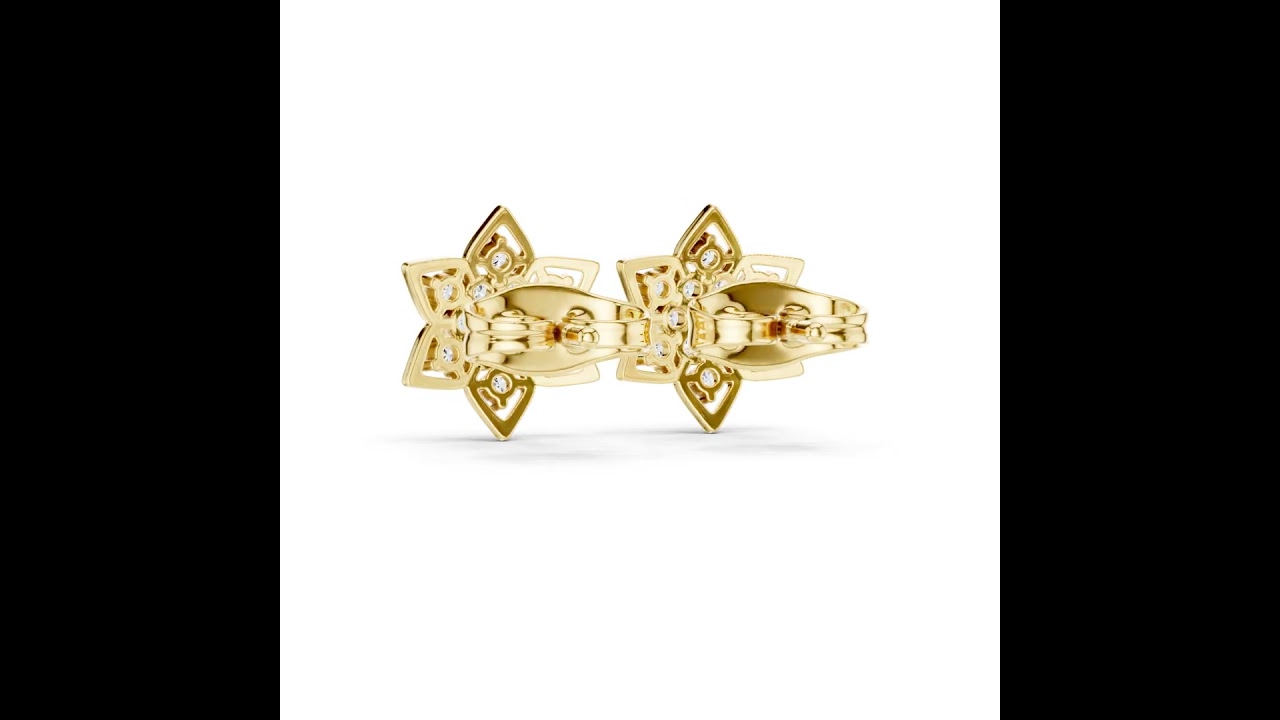 Round Diamond Six-Point Star Stud Earrings