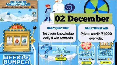 02 Dec. Amazon Runs Daily Quiz AnswerToday & daily Quiz answer spin and win Funzone Runs Daily Quiz