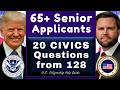 2026 Official Seniors U.S. Citizenship 65/20 Exemption 20 Civics (from 128) Test Questions/Answers