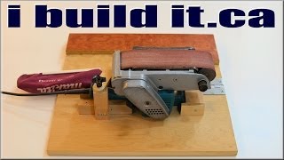 A simple, easy to build holder that converts a regular belt sander into a stationary sander. Read about it at: https://ibuildit.ca/projects/