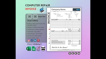 Excel invoice template, Google sheets template, instant download