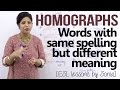 Homographs – Words having same spellings but different meaning (English pronunciation lesson)