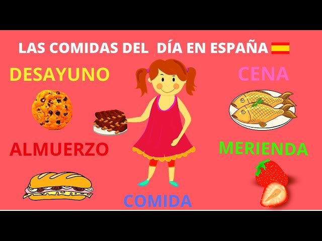 LAS 5 COMIDAS DEL DIA en españa/ PARA NIÑOS en español - YouTube