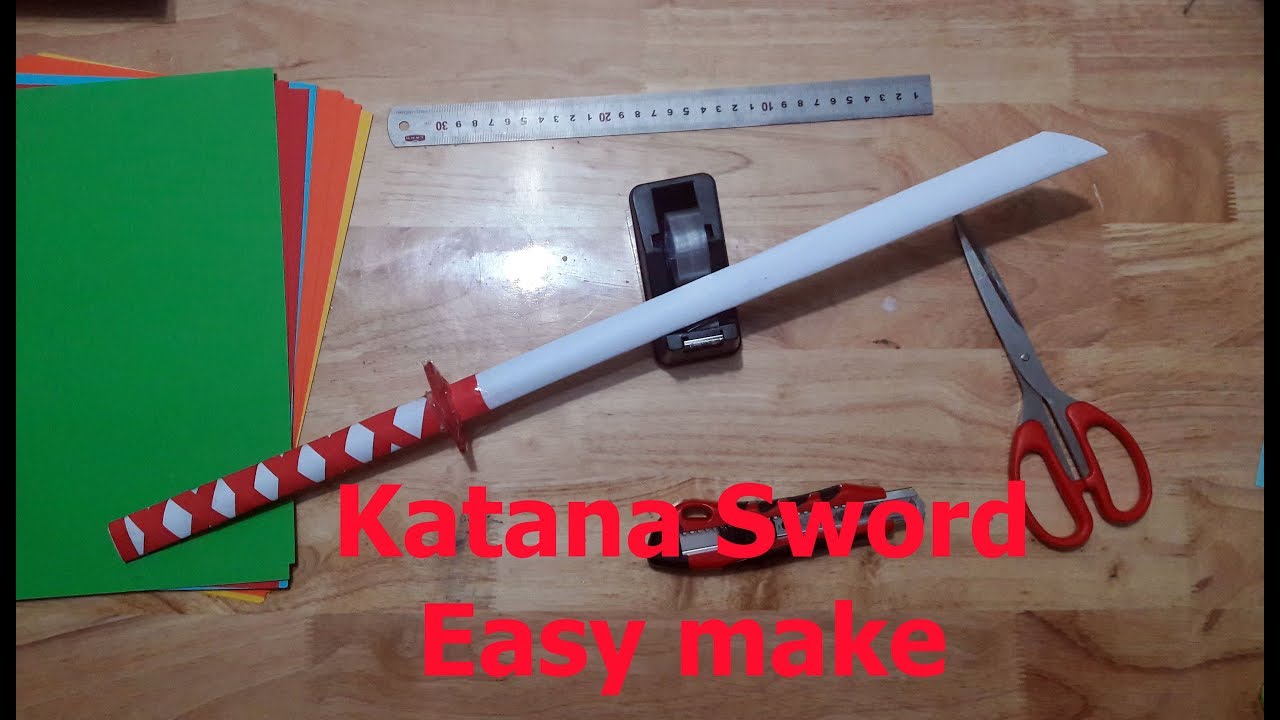 [DIY] How to make a Katana Sword with Paper Japanese Katana Sword 