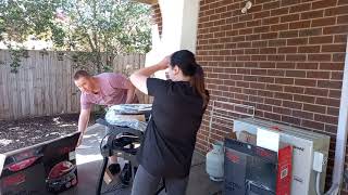 Assembling the BBQ Ziggy Twin Grill + Cart(Ziegler&Brown) by hubby - suami bule pasang alat barbeque