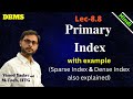 L8.8 | Primary index | Primary indexing in dbms with example | Sparse index | Dense index