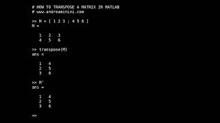 How to transpose a matrix in Matlab