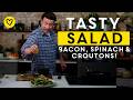 A Proper TASTY Crispy Bacon & Spinach Salad | Jamie Oliver