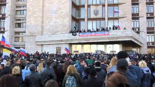 Донецк, 6 апреля - мирный митинг перерос в акцию неповиновения