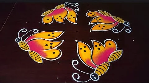 Small butterfly rangoli 9×3 dots🦋flower rangoli designs 🦋daily margazhi rangoli kolam🦋simple muggulu