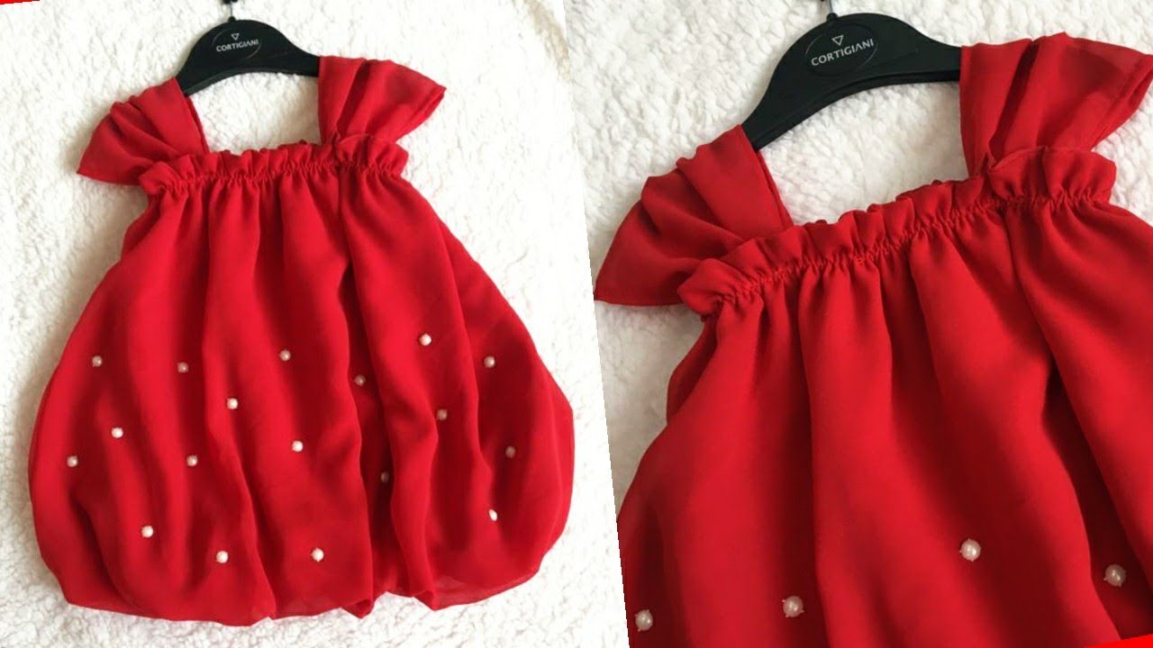 Designer Baby Frock Cutting and Stitching | Balloon Frock Design ...