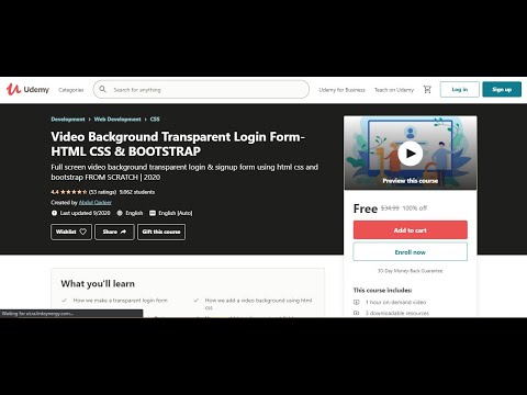 Udemy Coupon Code :  Video Background Transparent Login Form-HTML CSS & BOOTSTRAP