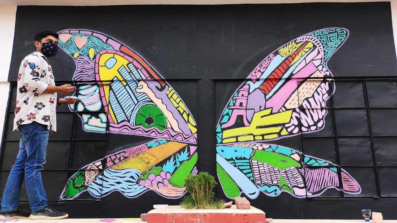 Butterfly wings Art। Wall Painting design। Wall Art