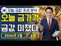 🔥 2026년 3월 2일 🇰🇷 오늘 한국 금가격: 금값, 잡을 수 있을 때 잡아라