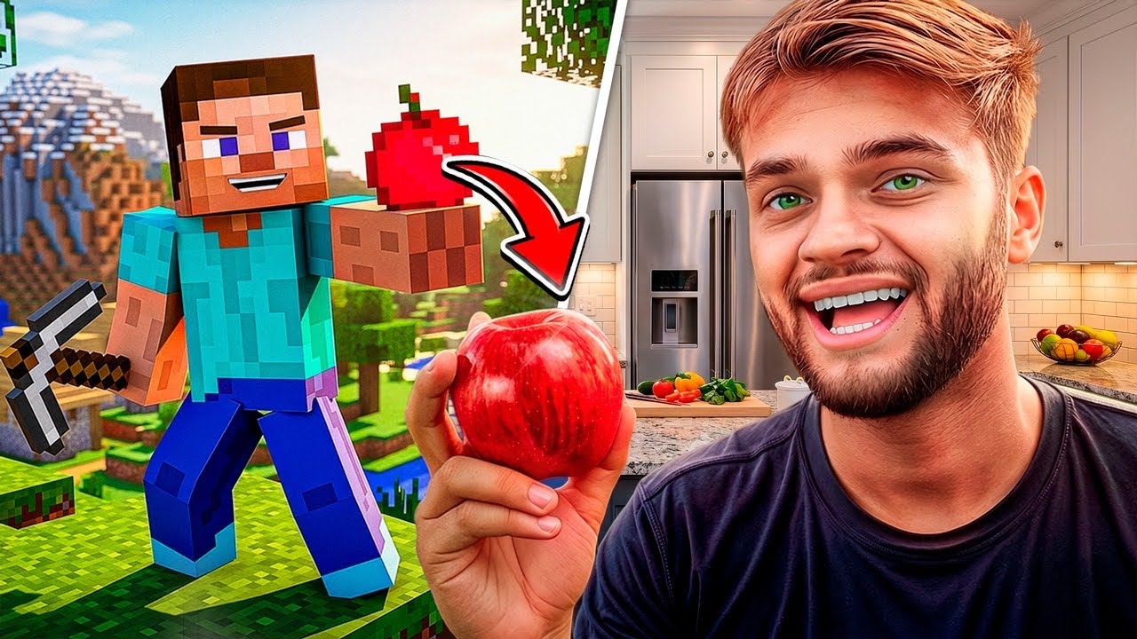 TUDO QUE EU COMER NO MINECRAFT, EU COMO NA VIDA REAL