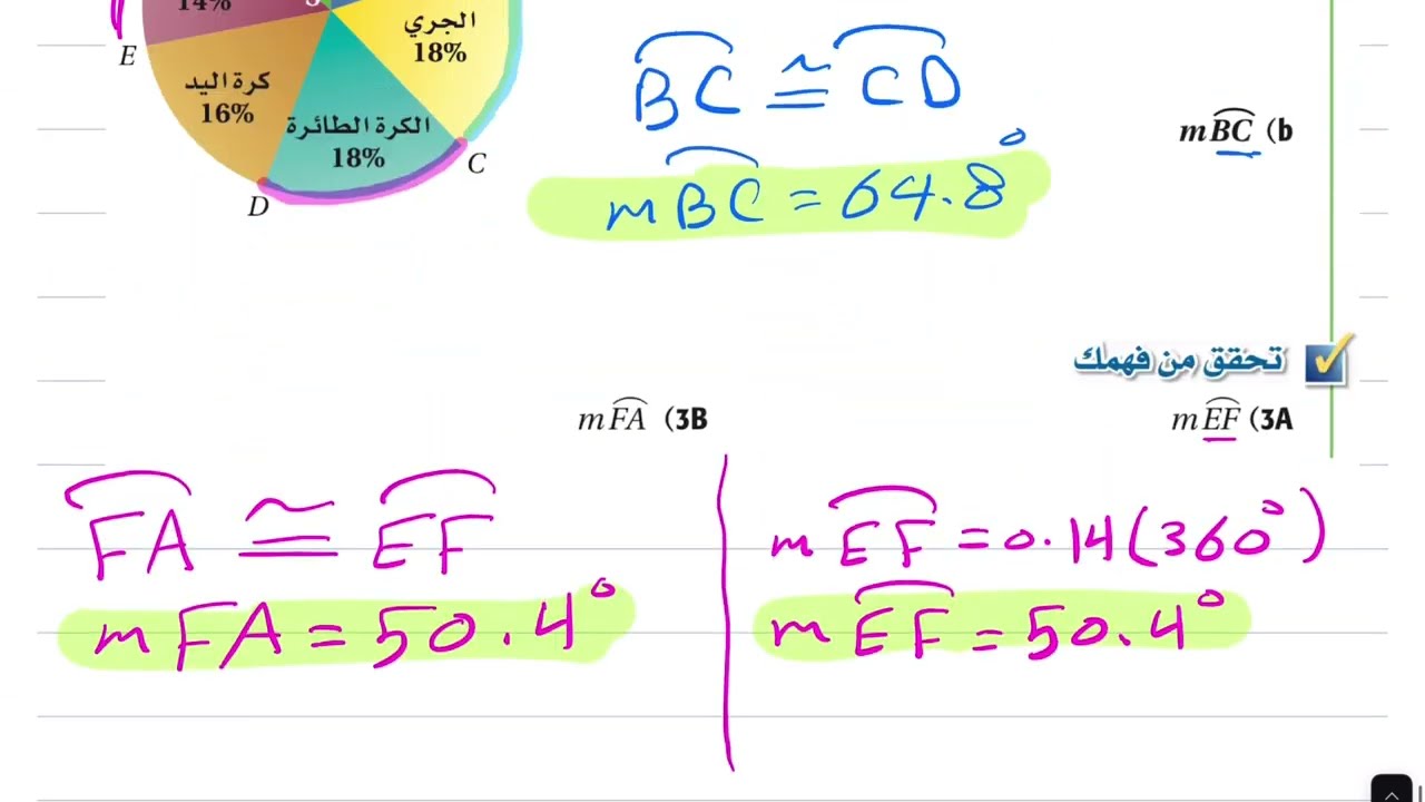 قياس الزوايا والأقواس رياضيات أول ثانوي 1446
