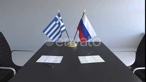 Flags of Greece and Russia and Papers on the Table | Motion Graphics - Envato elements
