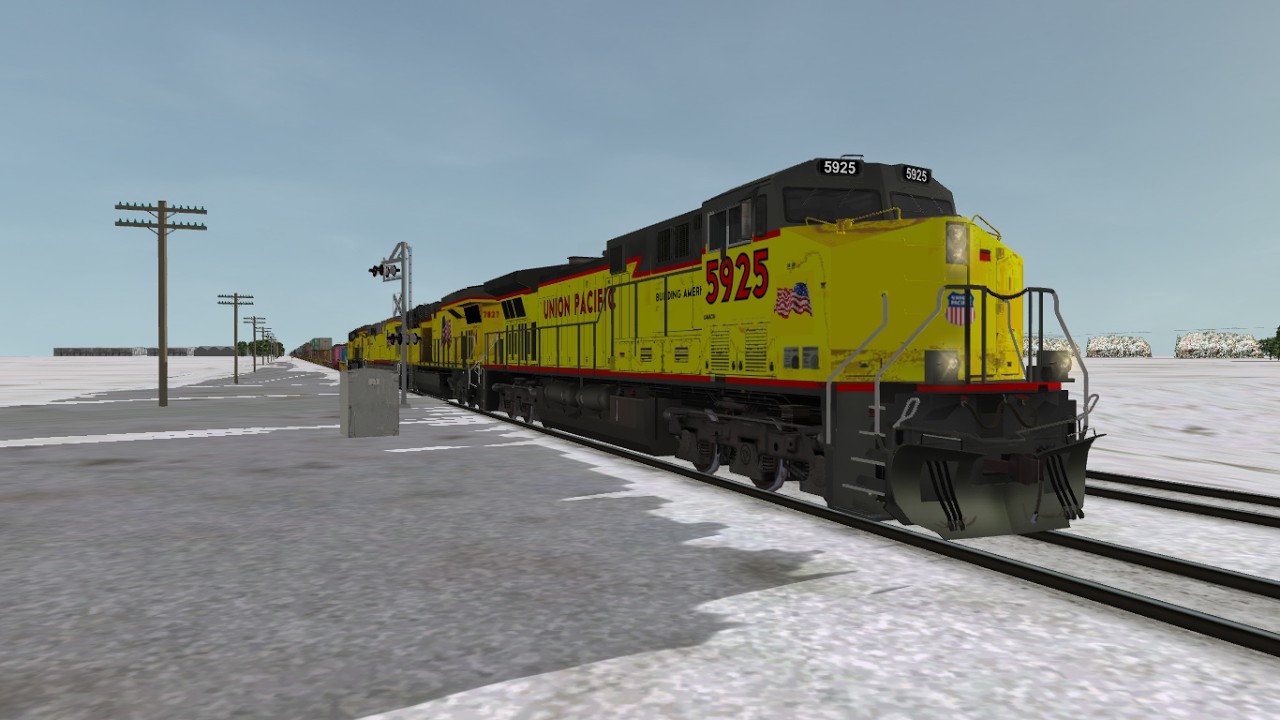 ORTS: Fast UP C44ACM #5925 New Paint Nose Flag WB IG4TA-01 At Clinton, IA