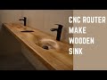 CNC Router Machine Milling Out Double Oak Wooden Sink