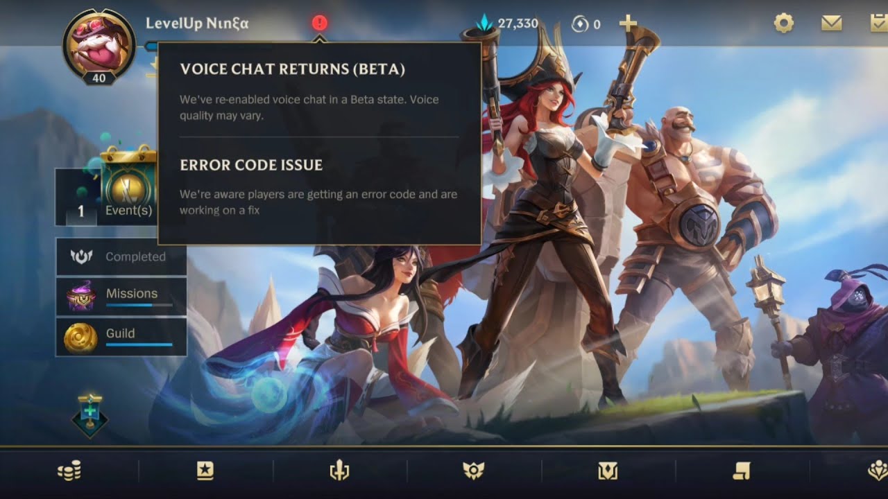 new bug [ERROR CODE ISSUE] in wild rift