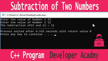 C++ Program | How to Subtract Two Numbers | Developer Acadmy