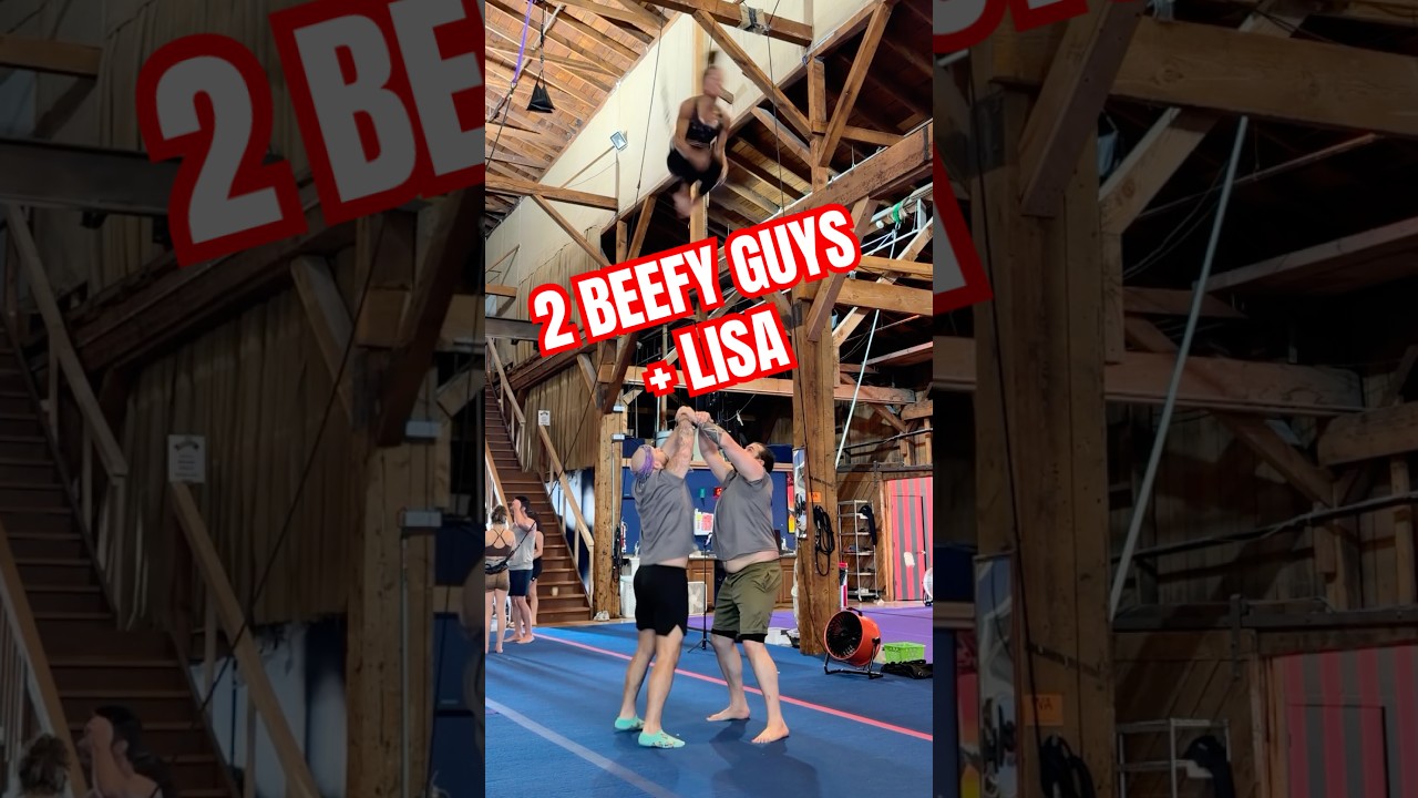 2 BEEFY GUYS THROW LISA #banquine #circus #circusarts #acro #acrobatics #cirque #shorts #ytshorts