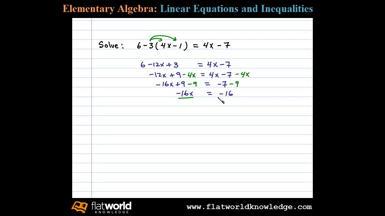Solve a Linear Equation after Distributive Property - Algebra - fwk ...