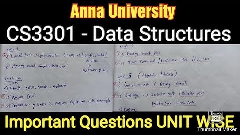 CS3301 - Data Structures | Important Questions | UNIT WISE | Get Easy pass | anna university latest