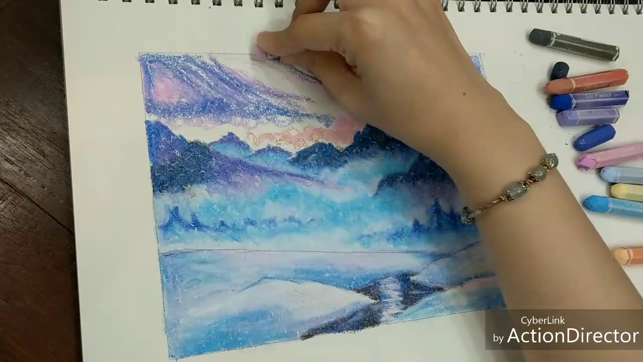 Oil pastels drawing | Cách vẽ cảnh sương sớm mùa đông với màu sáp dầu -  YouTube | Bức tranh phong cảnh, Mùa đông, Cách vẽ