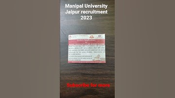 Manipal University Jaipur recruitment 2023 #jobsearch #govermentjobs #jobvacancy #newjobsupdate #job