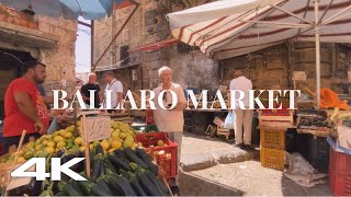 4K Palermo Walking Tour - The Ballaro street Market / Ambience city Sounds