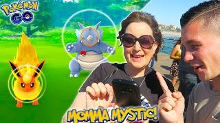 MY MOM CATCHING RARE POKEMON! FIRST EVER Pokemon Go Hunt with Momma Mystic!