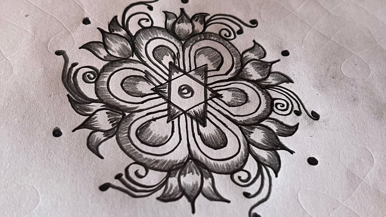 Beautiful attractive rangoli design/creative rangoli design/pencil art ...