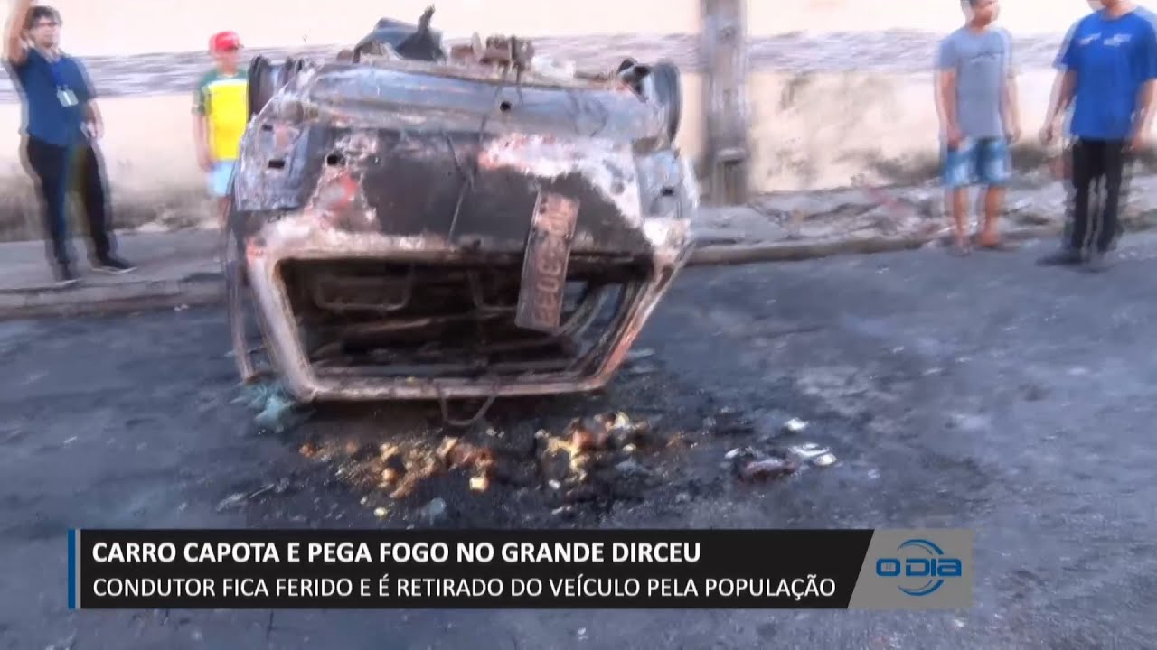 Carro capota e pega fogo no Grande Dirceu e condutor fica ferido 04 10 2023