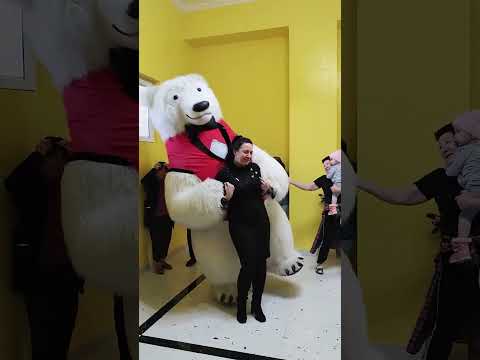 Белый мишка. Развесилили всем коллективом именинницу.