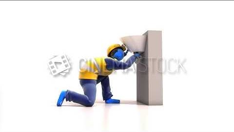 CinemaStock - 3D-Animation - 3D Animation of Blue Worker Fixing a Sink that requires the V-Ray Plugi