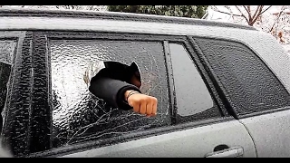 Ice storm - Smashing the car window!