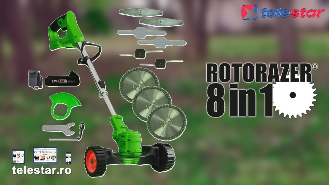 Rotorazer 8in1 - motocoasă multifuncțională reîncărcabilă pentru grădină