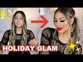 ONE HOUR HOLIDAY GLAM TRANSFORMATION | MAKEUP &amp; HAIR  | FULL FACE OF AFFORDABLE PRODUCTS